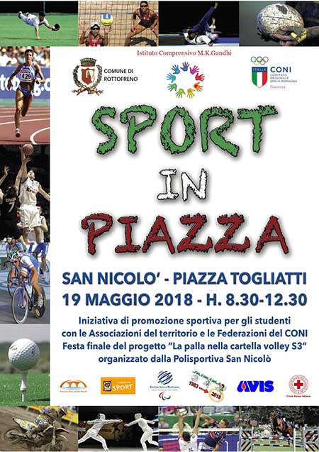 Locandina sport in piazza s.nicolo con loghi
